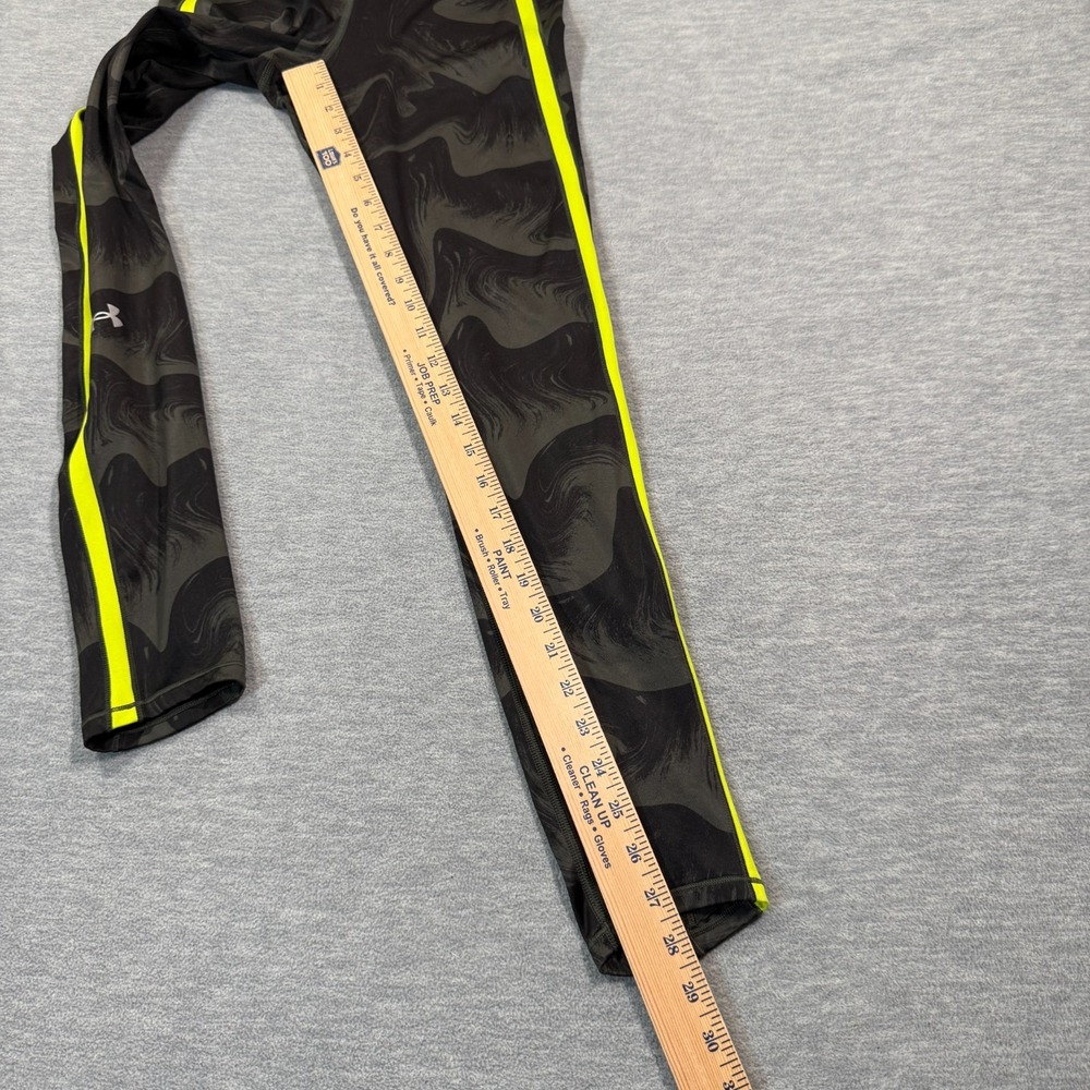 Under Armour Tights Women M Black Camo Neon Trim Compression Running - Picture 2 of 6